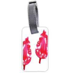 A Pair Of Red Leaves On A Black Background Luggage Tag (one Side)