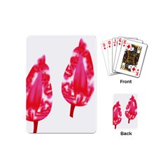 A Pair Of Red Leaves On A Black Background Playing Cards Single Design (mini)