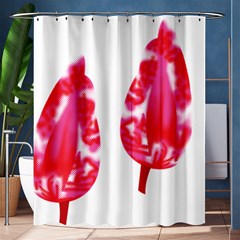 A Pair Of Red Leaves On A Black Background Shower Curtain 60  X 72  (medium) 