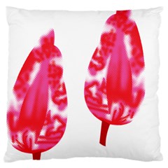 A Pair Of Red Leaves On A Black Background Large Cushion Case (one Side)