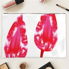 A Pair Of Red Leaves On A Black Background Cosmetic Bag (xxl)