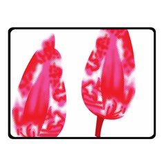 A Pair Of Red Leaves On A Black Background Two Sides Fleece Blanket (small)