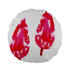 A Pair Of Red Leaves On A Black Background Standard 15  Premium Flano Round Cushions