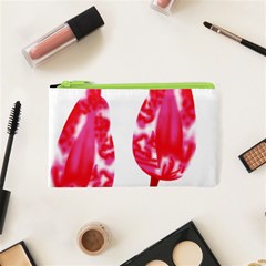 A Pair Of Red Leaves On A Black Background Cosmetic Bag (xs)