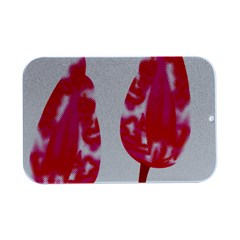 A Pair Of Red Leaves On A Black Background Open Lid Metal Box (silver)   by catchydesignhill