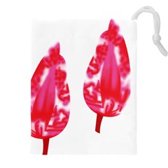 A Pair Of Red Leaves On A Black Background Drawstring Pouch (5xl)