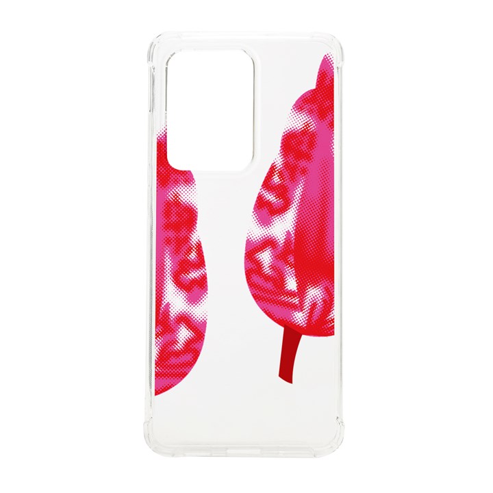 A Pair Of Red Leaves On A Black Background Samsung Galaxy S20 Ultra 6.9 Inch TPU UV Case