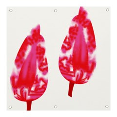 A Pair Of Red Leaves On A Black Background Banner And Sign 3  X 3  by catchydesignhill