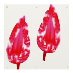 A Pair Of Red Leaves On A Black Background Banner And Sign 4  X 4  by catchydesignhill