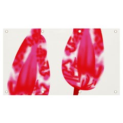 A Pair Of Red Leaves On A Black Background Banner And Sign 7  X 4  by catchydesignhill