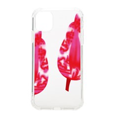 A Pair Of Red Leaves On A Black Background Iphone 11 Tpu Uv Print Case by catchydesignhill