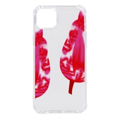 A Pair Of Red Leaves On A Black Background Iphone 14 Plus Tpu Uv Print Case by catchydesignhill