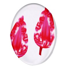 A Pair Of Red Leaves On A Black Background Oval Glass Fridge Magnet (4 Pack)