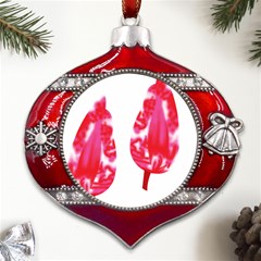 A Pair Of Red Leaves On A Black Background Metal Snowflake And Bell Red Ornament