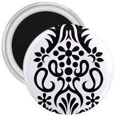 A Black And White Image Of An Ornate Design 3  Magnets