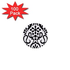 A Black And White Image Of An Ornate Design 1  Mini Buttons (100 Pack) 