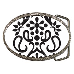 A Black And White Image Of An Ornate Design Belt Buckles