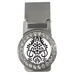 A Black And White Image Of An Ornate Design Money Clips (cz) 