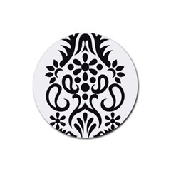 A Black And White Image Of An Ornate Design Rubber Round Coaster (4 Pack) by catchydesignhill