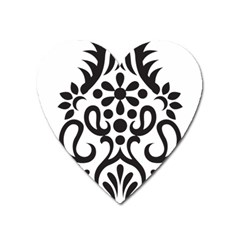 A Black And White Image Of An Ornate Design Heart Magnet