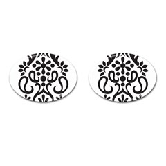 A Black And White Image Of An Ornate Design Cufflinks (oval)