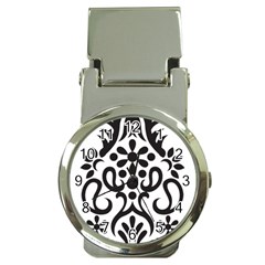 A Black And White Image Of An Ornate Design Money Clip Watches