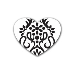 A Black And White Image Of An Ornate Design Rubber Coaster (heart) by catchydesignhill