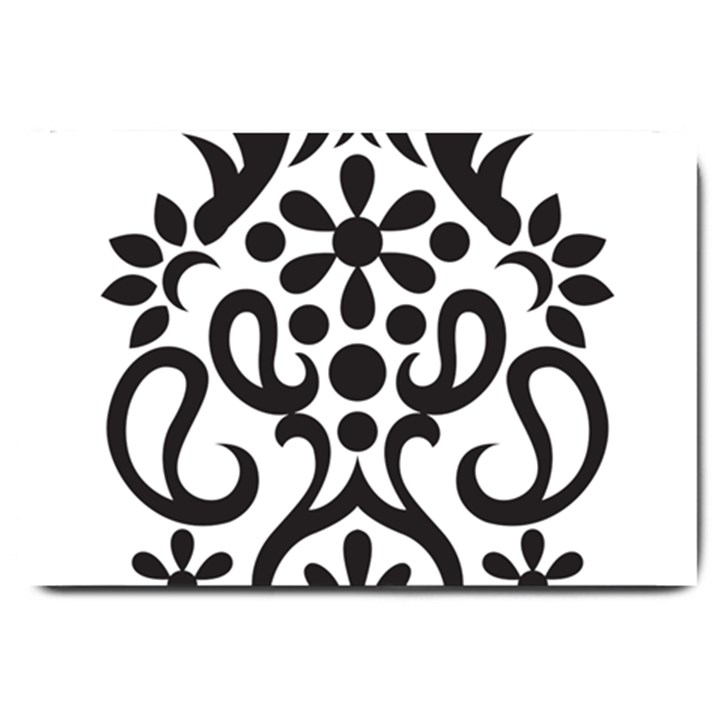 A Black And White Image Of An Ornate Design Large Doormat