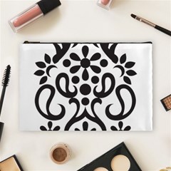 A Black And White Image Of An Ornate Design Cosmetic Bag (large) by catchydesignhill