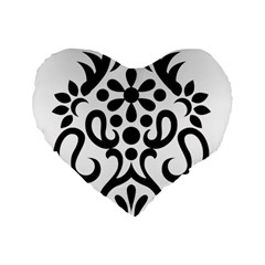 A Black And White Image Of An Ornate Design Standard 16  Premium Heart Shape Cushions