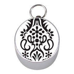 A Black And White Image Of An Ornate Design Mini Silver Compasses