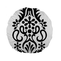 A Black And White Image Of An Ornate Design Standard 15  Premium Flano Round Cushions