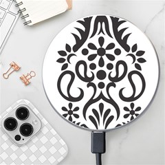 A Black And White Image Of An Ornate Design Wireless Fast Charger(white)