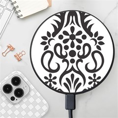 A Black And White Image Of An Ornate Design Wireless Fast Charger(black)