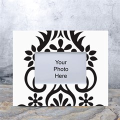 A Black And White Image Of An Ornate Design White Tabletop Photo Frame 4 x6  by catchydesignhill