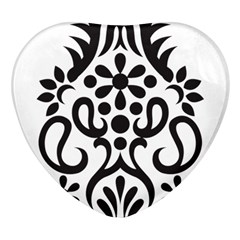 A Black And White Image Of An Ornate Design Heart Glass Fridge Magnet (4 Pack) by catchydesignhill