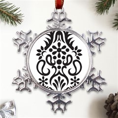 A Black And White Image Of An Ornate Design Metal Large Snowflake Ornament