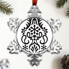 A Black And White Image Of An Ornate Design Metal Small Snowflake Ornament by catchydesignhill