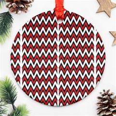 A Red And Black Zigzag Pattern On A White Background Ornament (round)