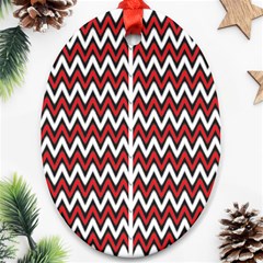 A Red And Black Zigzag Pattern On A White Background Ornament (oval)