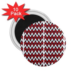 A Red And Black Zigzag Pattern On A White Background 2 25  Magnets (10 Pack) 