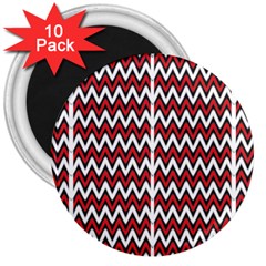 A Red And Black Zigzag Pattern On A White Background 3  Magnets (10 Pack) 