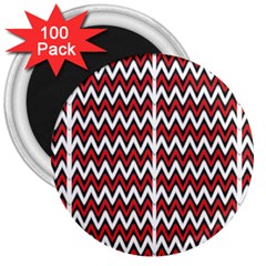 A Red And Black Zigzag Pattern On A White Background 3  Magnets (100 Pack)