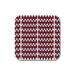 A Red And Black Zigzag Pattern On A White Background Rubber Square Coaster (4 Pack)