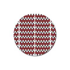 A Red And Black Zigzag Pattern On A White Background Magnet 3  (round)