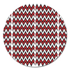 A Red And Black Zigzag Pattern On A White Background Magnet 5  (round)