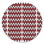 A Red And Black Zigzag Pattern On A White Background Magnet 5  (Round) Front