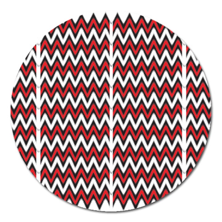 A Red And Black Zigzag Pattern On A White Background Magnet 5  (Round)