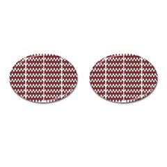 A Red And Black Zigzag Pattern On A White Background Cufflinks (oval)