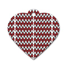 A Red And Black Zigzag Pattern On A White Background Dog Tag Heart (one Side) by catchydesignhill